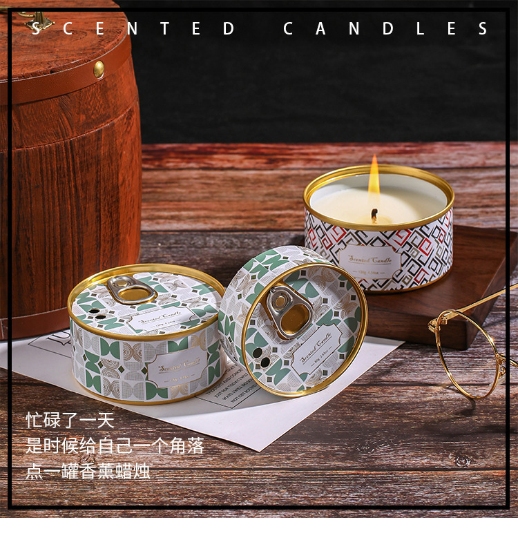 Tinplate cans, scented candles, wedding and birthday gifts, smokeless, fresh and deodorizing candle lamps, soy wax, bedroom scented ornaments pic 1