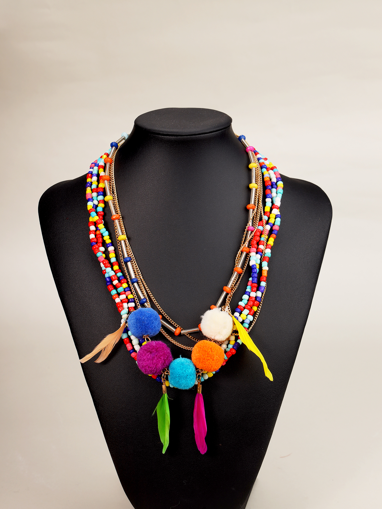 Europe and America Bohemia color millet bead necklace