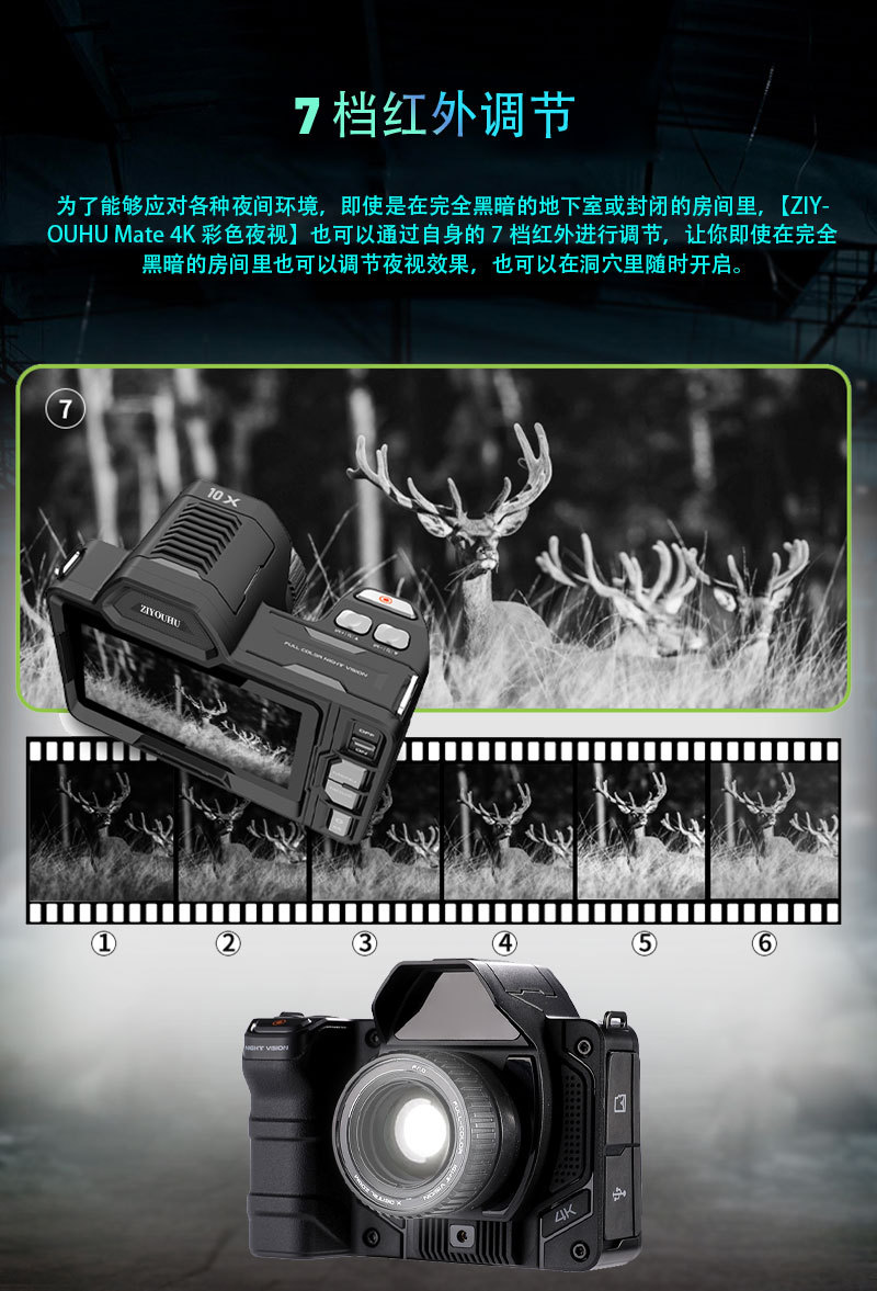 自由虎NV007全彩夜视仪4k红外数码观察镜昼夜两用拍照录像仪 pic 6