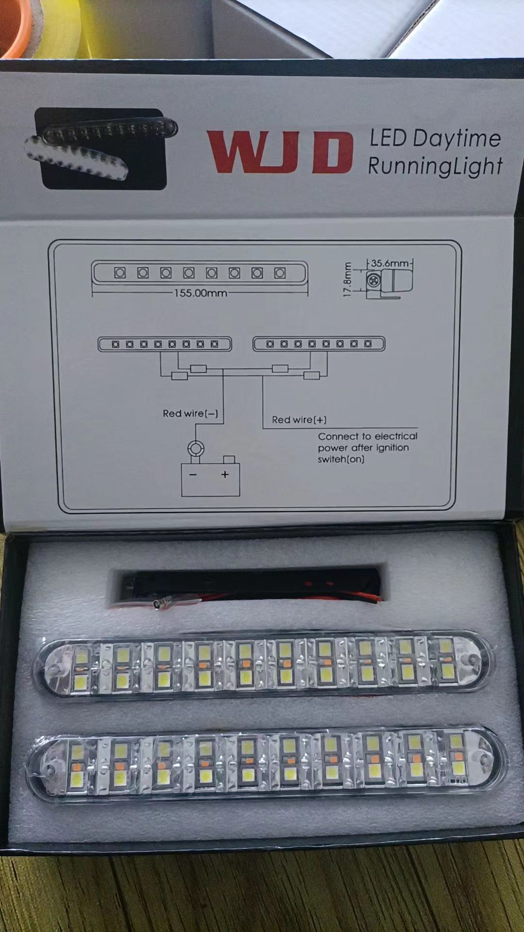 Car led daytime running lights, ultra-bright dual light strip turn signal decorative lights, WJD export model 30 lights Specification drawing