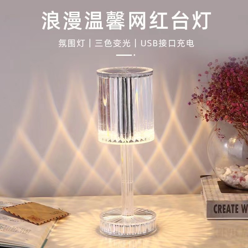 玫瑰水晶台灯INS风高颜值卧室床头可充电浪漫学生宿舍小夜灯详情1