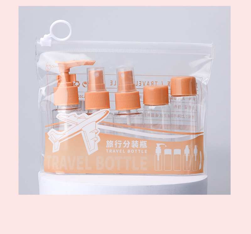 Portable travel bottle 7-piece shampoo set skin care sample bottle bottle round cap spray bottle;