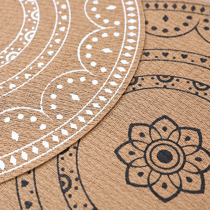 Nordic Round Imitation Linen Placemat Western Placemat Coffee Mat Heat Insulation Mat Table Cloth Mat Oil Proof Specification drawing