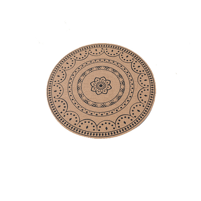 Nordic Round Imitation Linen Placemat Western Placemat Coffee Mat Heat Insulation Mat Table Cloth Mat Oil Proof details Picture