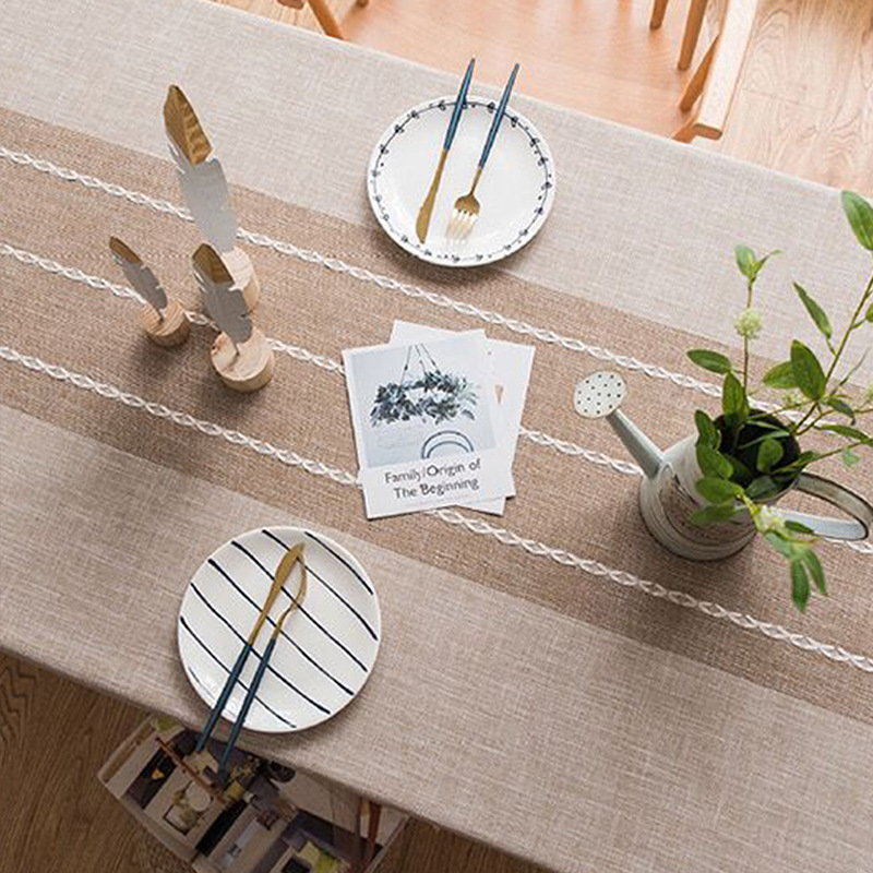 Rectangular Striped Tablecloth Household Table Cloth Table Cloth Coffee Table Cover Cloth Tablecloth Wholesale Cotton Linen Tablecloth Application Scenario