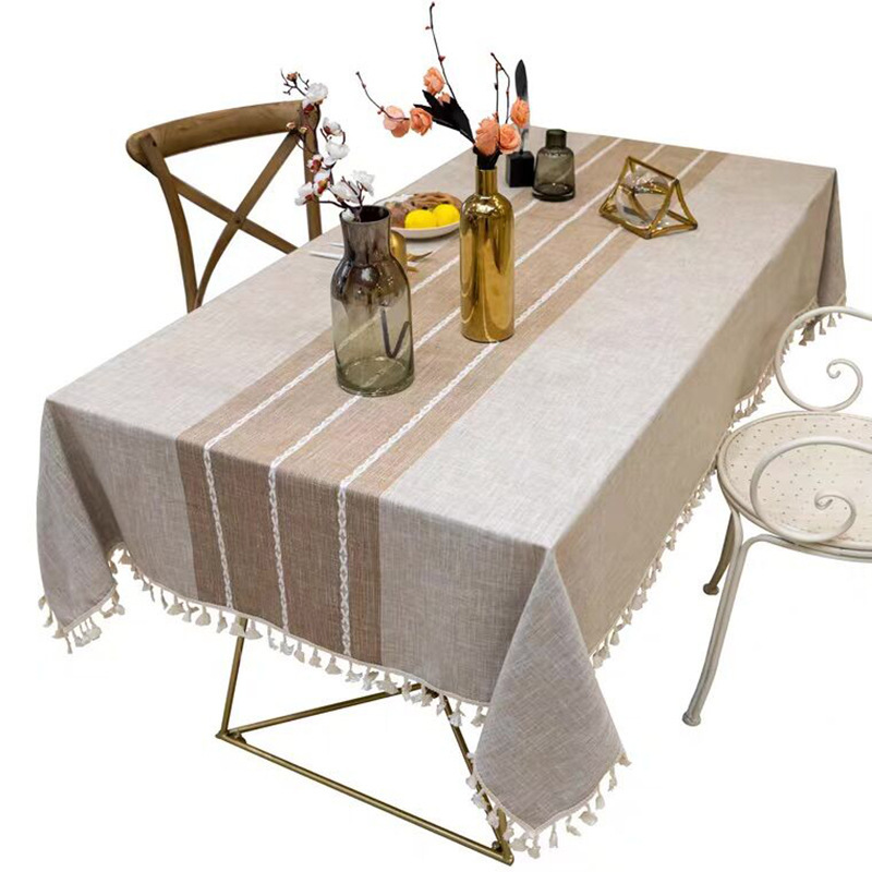 Rectangular Striped Tablecloth Household Table Cloth Table Cloth Coffee Table Cover Cloth Tablecloth Wholesale Cotton Linen Tablecloth Specification drawing