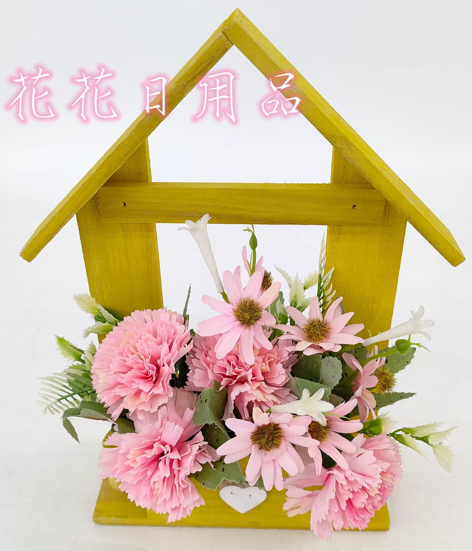 仿真花假花盆景木头盒子新款康乃馨小花壁挂摆件装饰品详情7