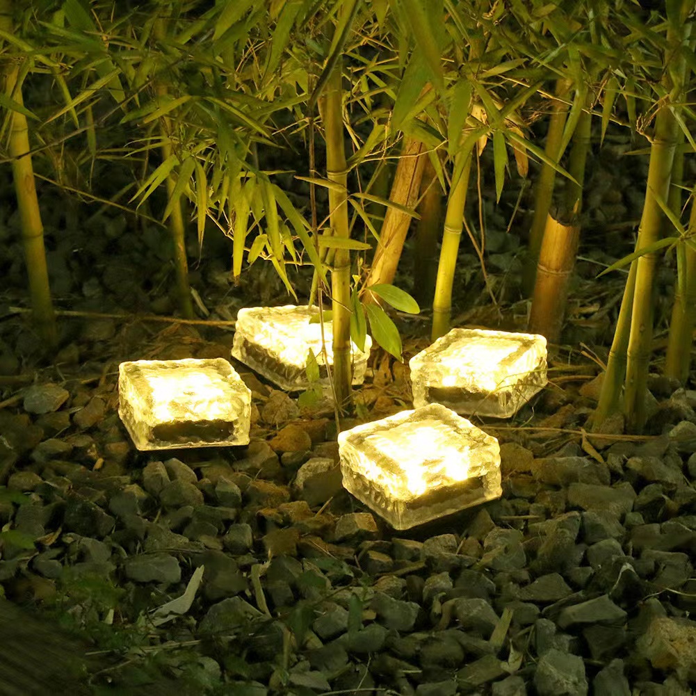 户外太阳能灯防水庭院景装饰玻璃地砖方形草坪冰块灯地埋灯 详情2