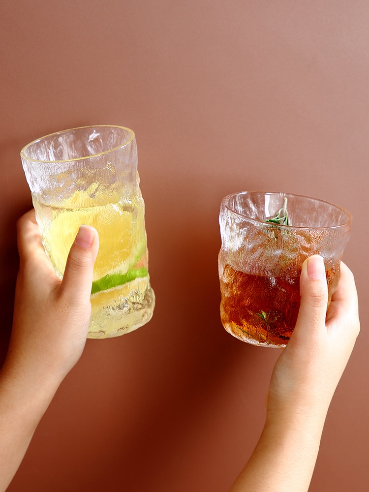 Creative Glacier Print Glass Glass Glass Home Water Glass Cold Drink Glass Beer Glass Teacup Set Small details Picture