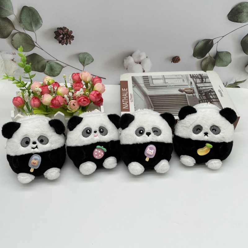 New milk cute panda rice whole body coin purse red panda plush doll key chain hair accessories key chain storage box