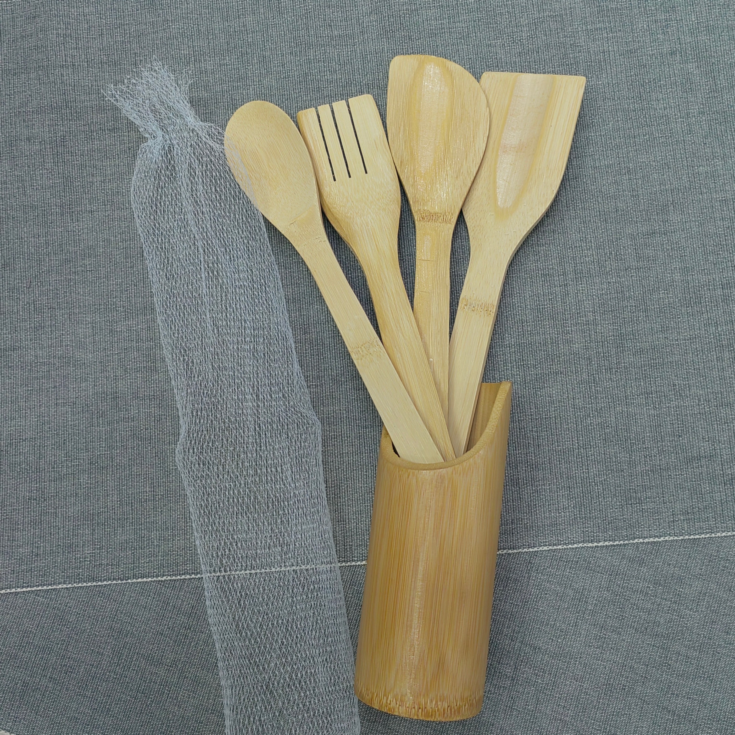 Jihao Bamboo Wood Bamboo Five-Piece Bamboo Shovel Five-Piece Bamboo Spatula Non-Stick Pot Shovel Bamboo Spoon Bamboo Rice Spoon Bamboo Slotted Spoon Bamboo Rice Spoon Application Scenario