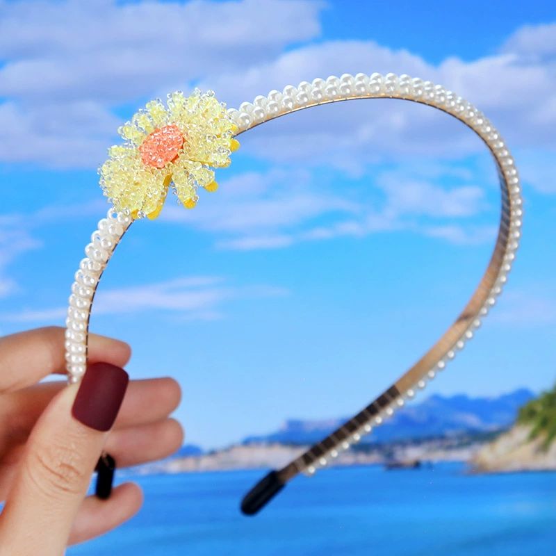 FLY1866 Korean version of the popular handcrafted hair accessory, simple and versatile, facial wash headband, bow pearl headband, wedding bridesmaid headwear