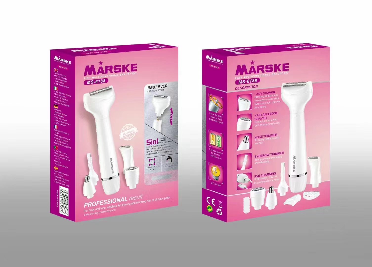 5-in-1 Women's Shaver Set MS-6188 USB Shaver Body hair machine