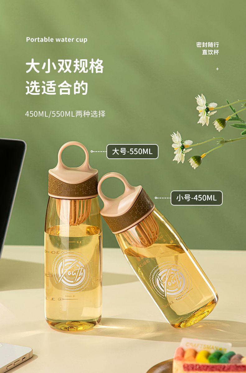 A popular sports multi-color outdoor plastic water cup, a portable summer transparent tea water cup with a high appearance level undefined