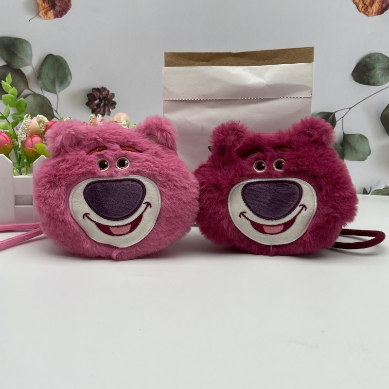 Strawberry Bear Hand coin purse Strawberry Bear children's bag pendant Creative lipstick key storage bag doll
