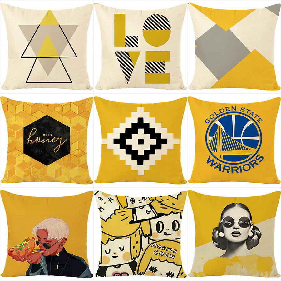 Nordic yellow geometric fashion embrace pillowcase cartoon send people gift core free car chair sofa pillow