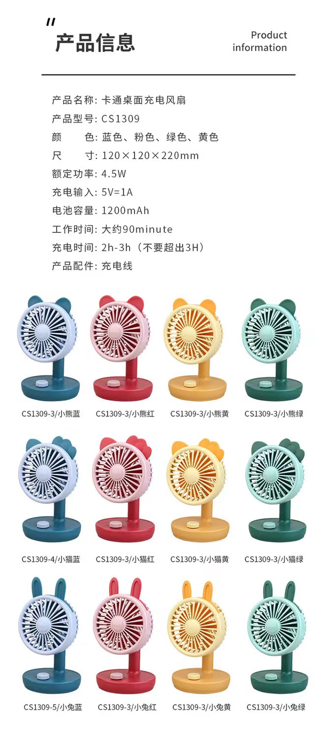 小风扇桌面USB便携式可充电型小型电风扇大风力学生宿舍迷你静音详情17