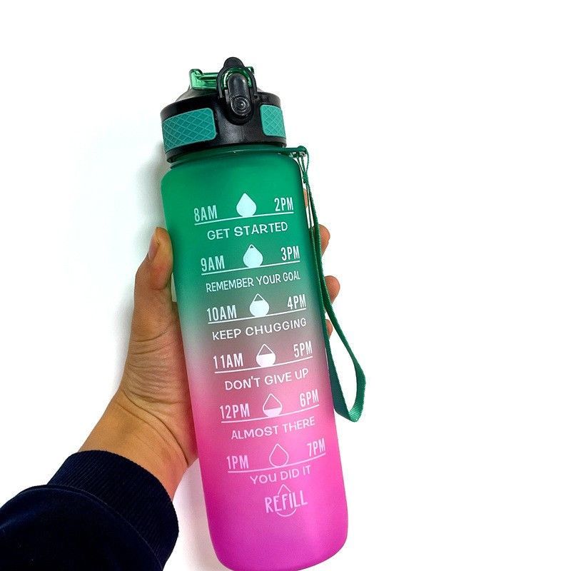 Large-capacity frosted gradient color water cup, sports straw plastic cup, popular portable bouncy color water bottle and water bottle Application Scenario