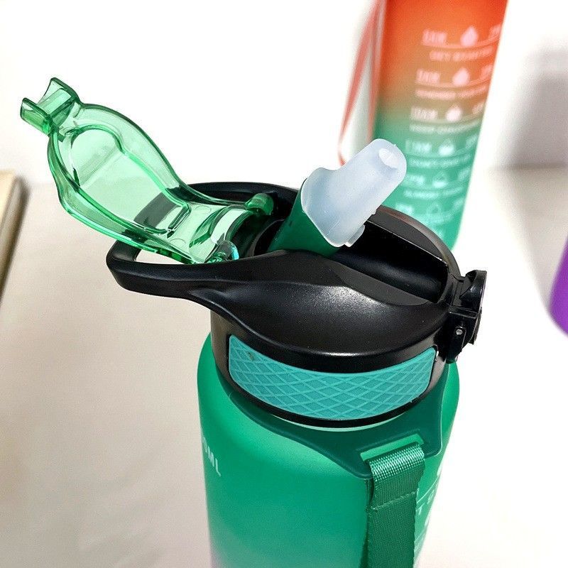 Large-capacity frosted gradient color water cup, sports straw plastic cup, popular portable bouncy color water bottle and water bottle Specification drawing