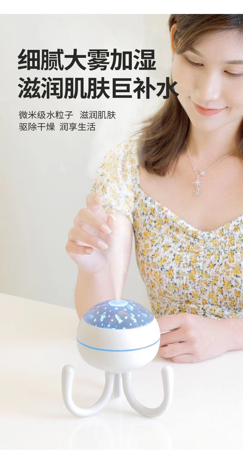 新款八爪鱼加湿器USB插电大喷雾量桌面投影灯空气加湿器详情5