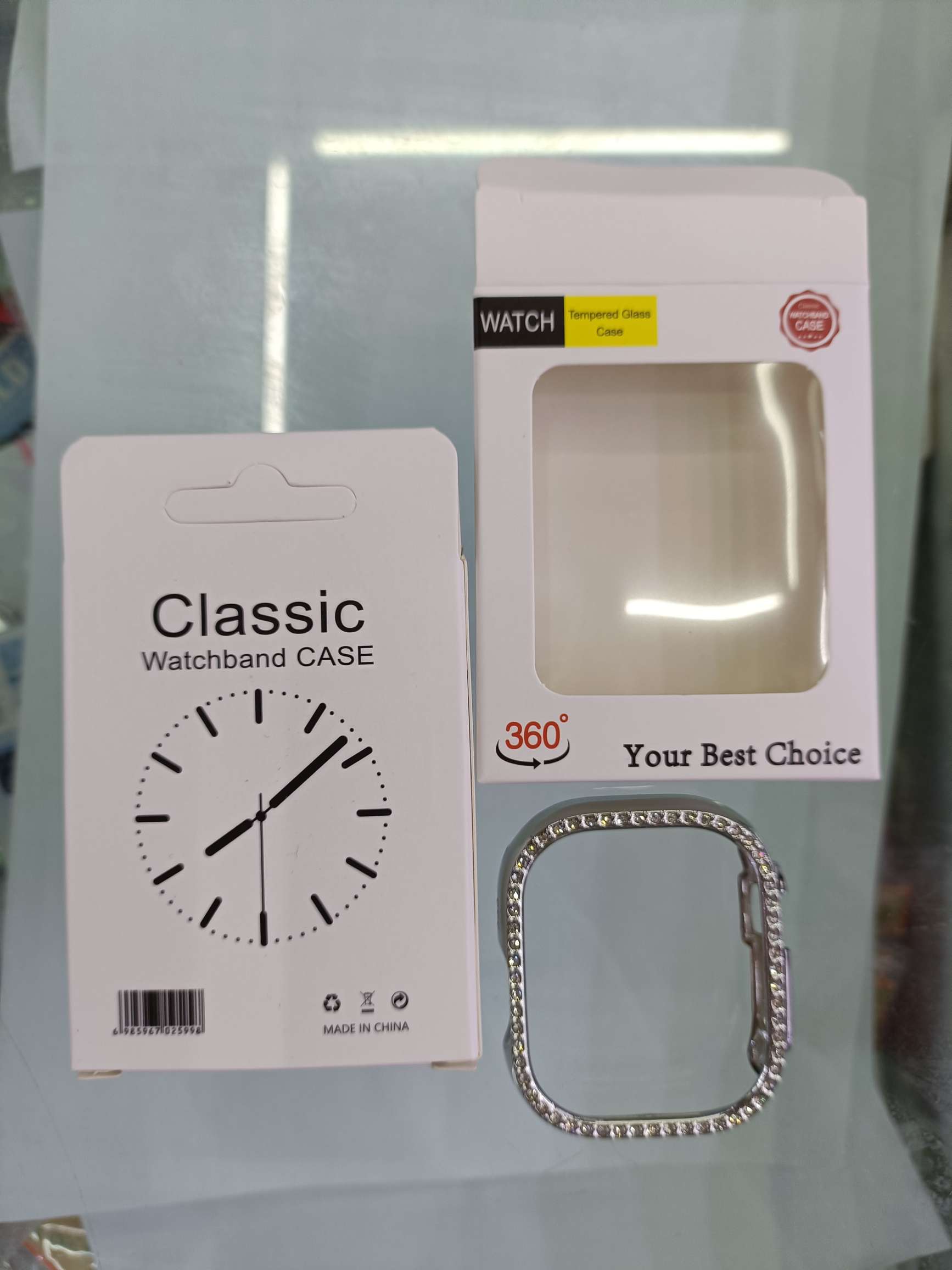 Apple Watch PC plated single row drill hollow hand case