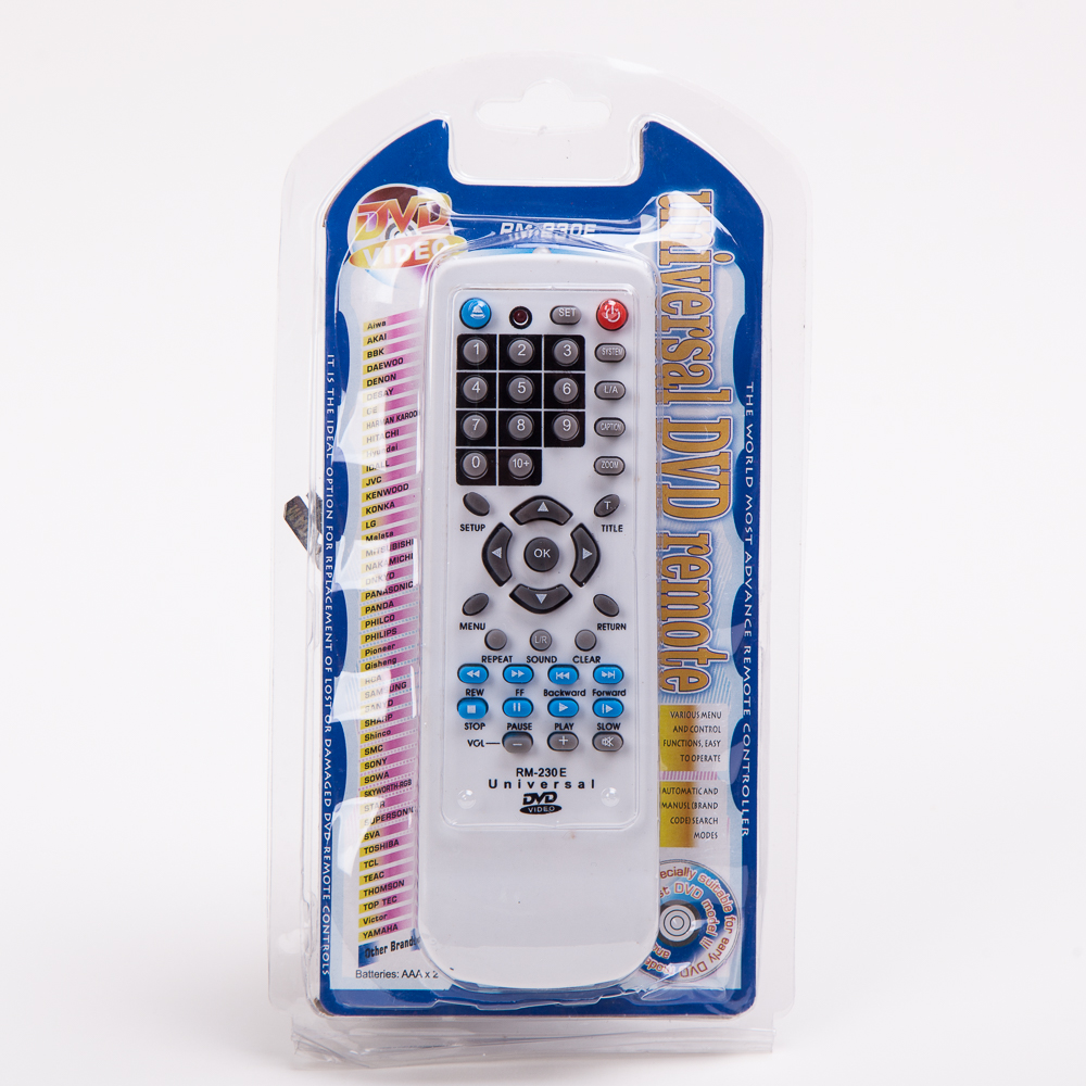 Universal remote control, DVD remote control RM-230E, TV remote control