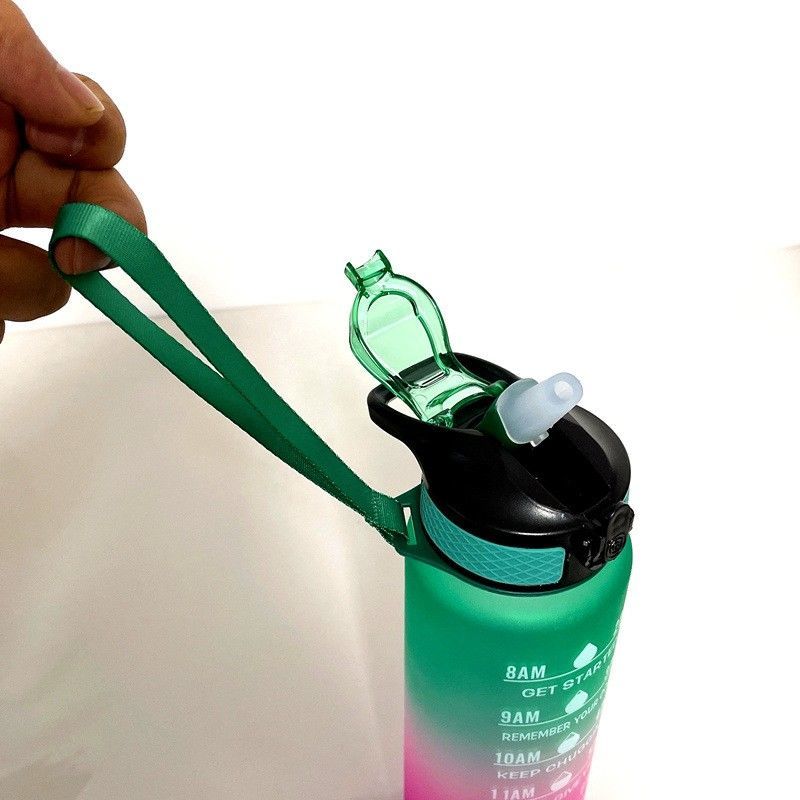 Large-capacity frosted gradient color water cup, sports straw plastic cup, popular portable bouncy color water bottle and water bottle undefined