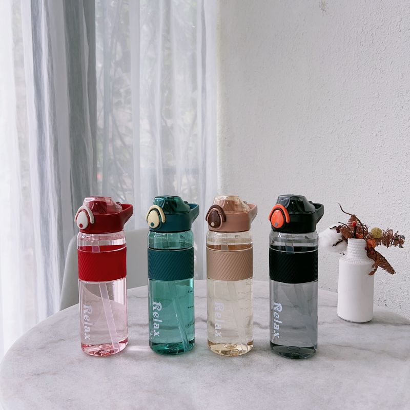 Plastic Cup High Appearance Level High Temperature Resistant Portable Male And Female Students Double Drinking Cup Portable Fall-Proof Sports Cup With Straw