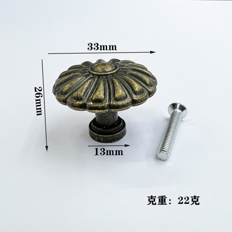 仿古单孔拉手锌合金抽屉橱柜门家装拉手家具五金配件圆形花纹把手详情14