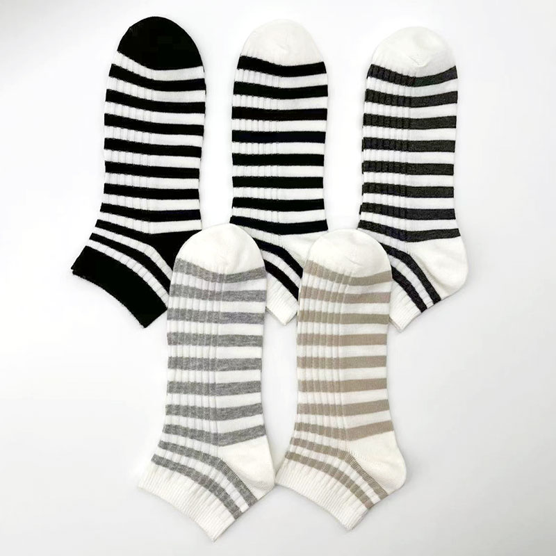 喜朗登春夏季精梳棉条纹系列男士船袜 学院风短筒学生袜子多款式批发详情5