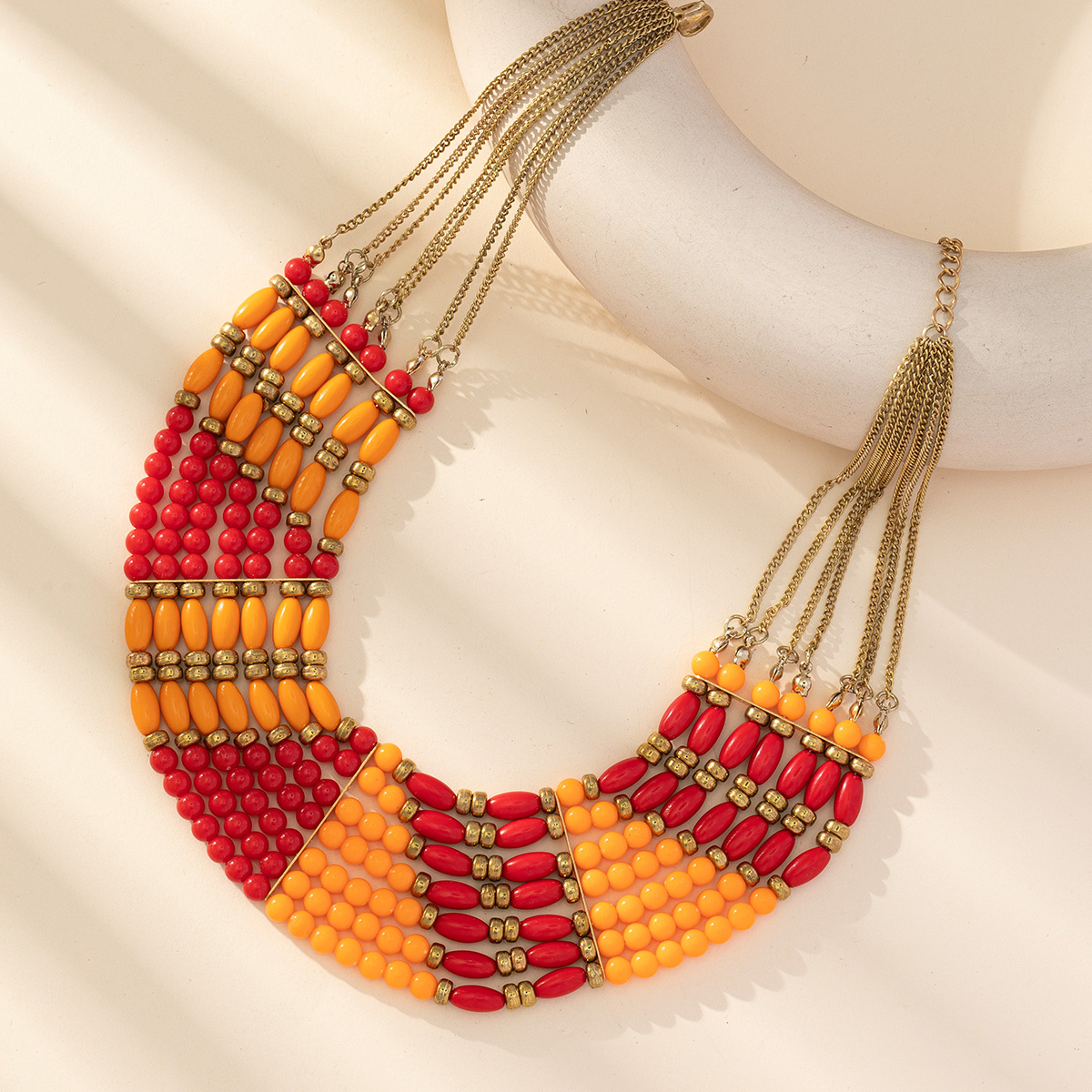 European and American fashion Bohemia exaggerated multi-layer production of beaded rice bead necklace