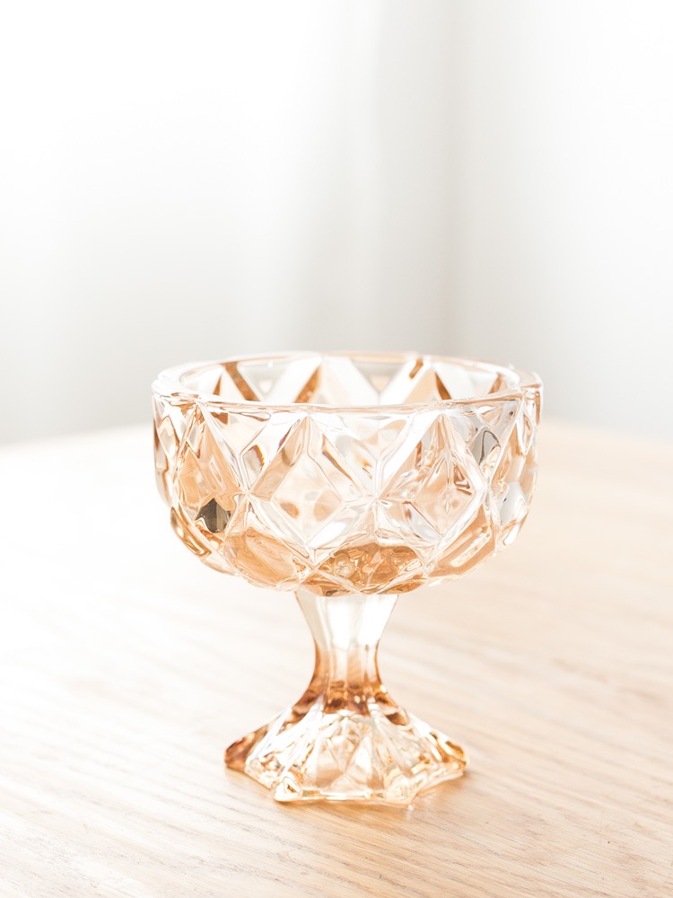 Light Luxury Yellow Glass Ice Cream Cup Ice Cream Cup Fruit Dessert Salad Cup Thickened Breakfast Cup Seven Life Amber details Picture