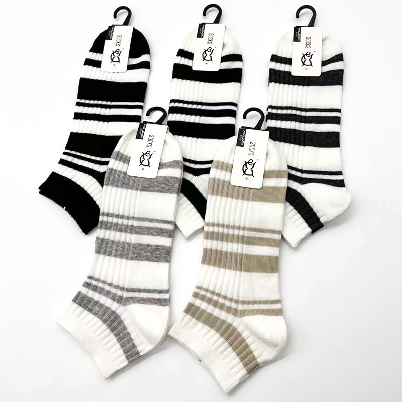 喜朗登春夏季精梳棉条纹系列男士船袜 学院风短筒学生袜子多款式批发详情7