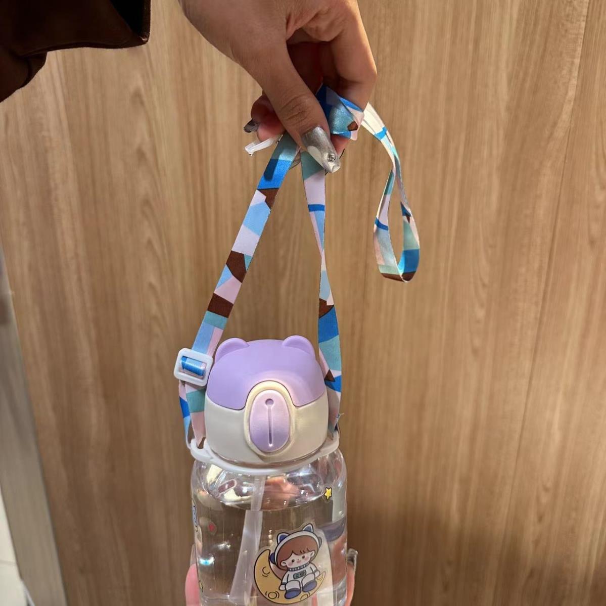 Little Bear Head Summer water cup, high appearance level, large capacity, cute sticker, backpack, water bottle for students undefined