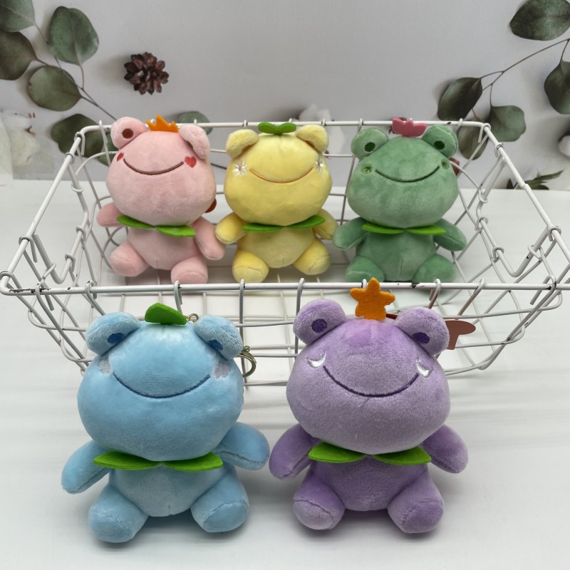 Cute colorful frog plush doll key chain frog doll pendant car key pendant doll machine wholesale