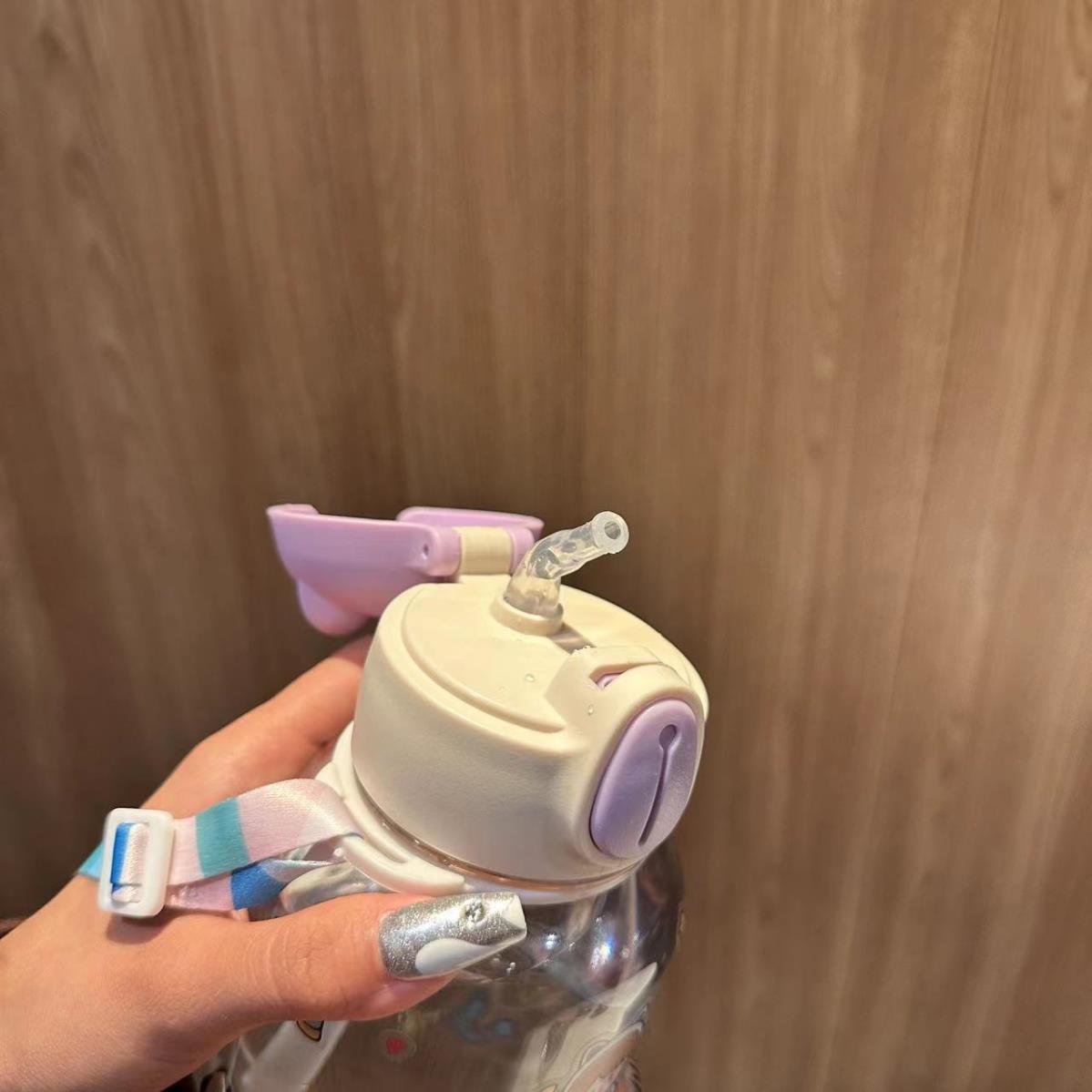 Little Bear Head Summer water cup, high appearance level, large capacity, cute sticker, backpack, water bottle for students undefined