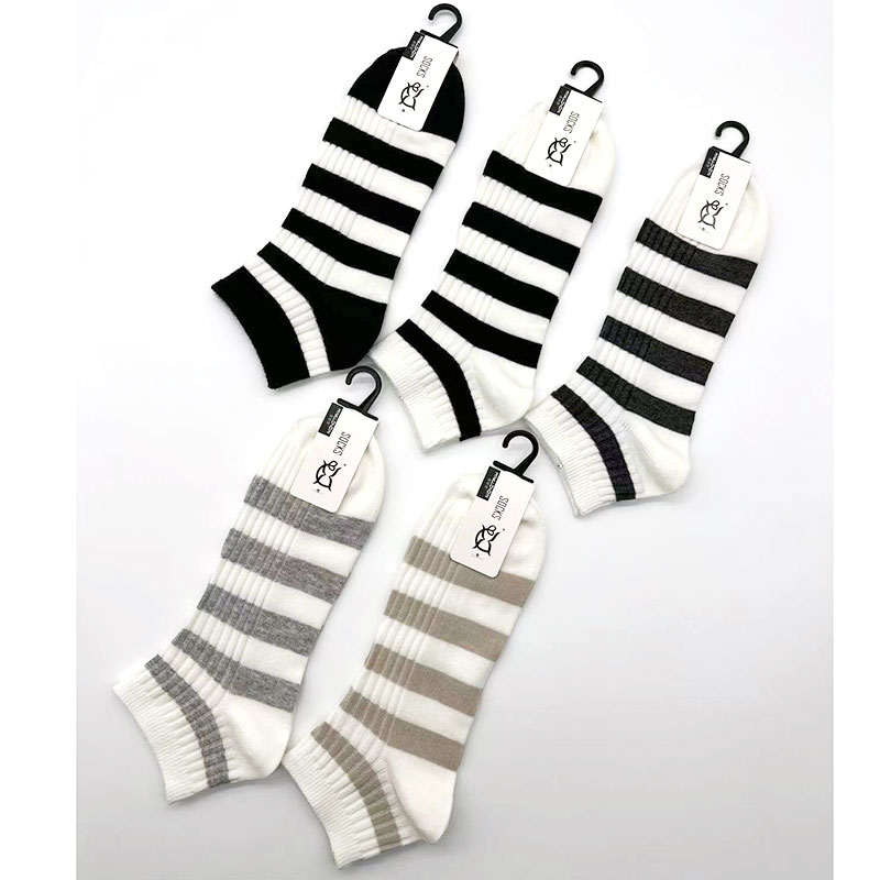 喜朗登春夏季精梳棉条纹系列男士船袜 学院风短筒学生袜子多款式批发详情2