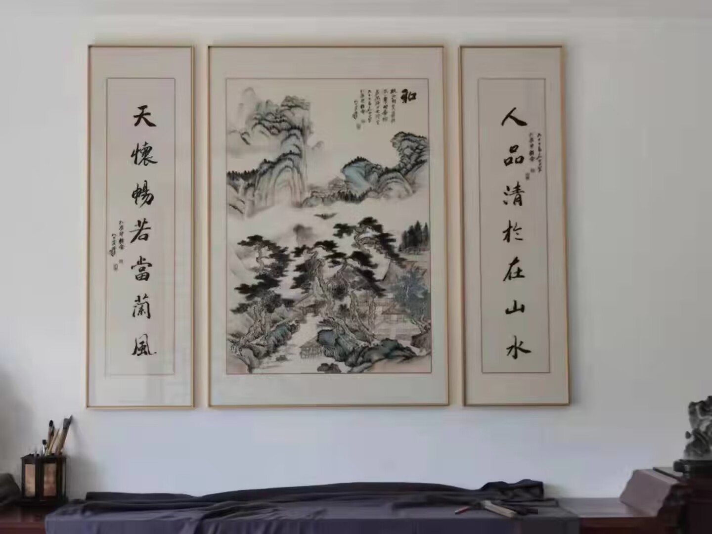 Glaze Relief Arts And Crafts Production Of High-End Quality Zhongtang Combination Hanging Picture, The Selection Of Special Metal Aluminum Plate Material Carefully Made, Natural Embossing Process Picture Exquisite Atmosphere Luxury