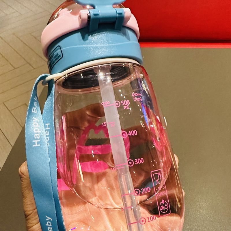 Straw cup for girls, children, school, boys, kindergarten students, high appearance level, little bear plastic cup, summer water cup, 550ml undefined