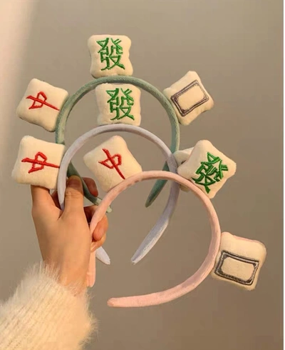 Mahjong Hair Hoops Face Wash Hair Hoops Cloth 4 Colors