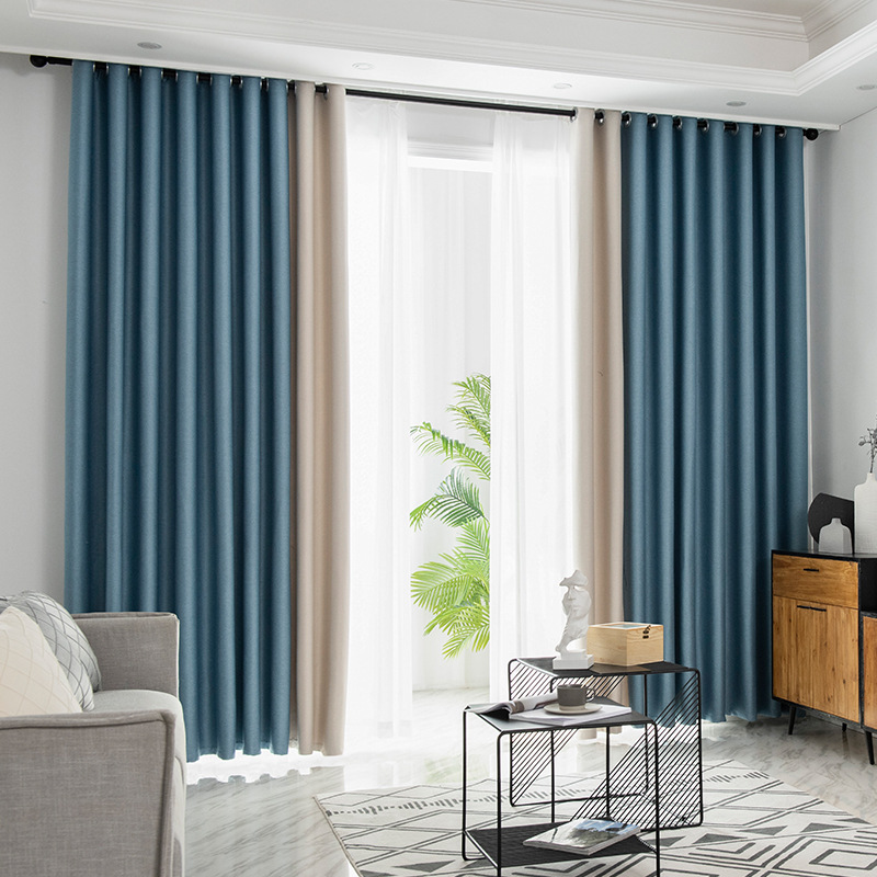 Double-Sided Linen Curtain Simple Splicing Blackout Curtain Bedroom Living Room Splicing Curtain Finished Specification drawing