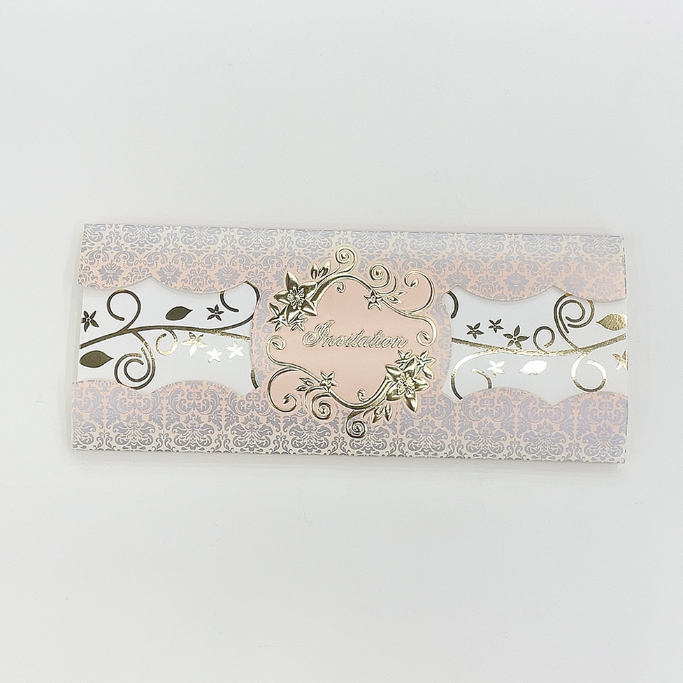 European hot flower hot pearl long greeting card wedding invitation banquet invitation letter factory direct wholesale welcome new and old customers thumbnail