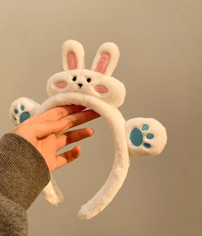 Cute Bunny Cat Paws Face Wash Headband Specification drawing
