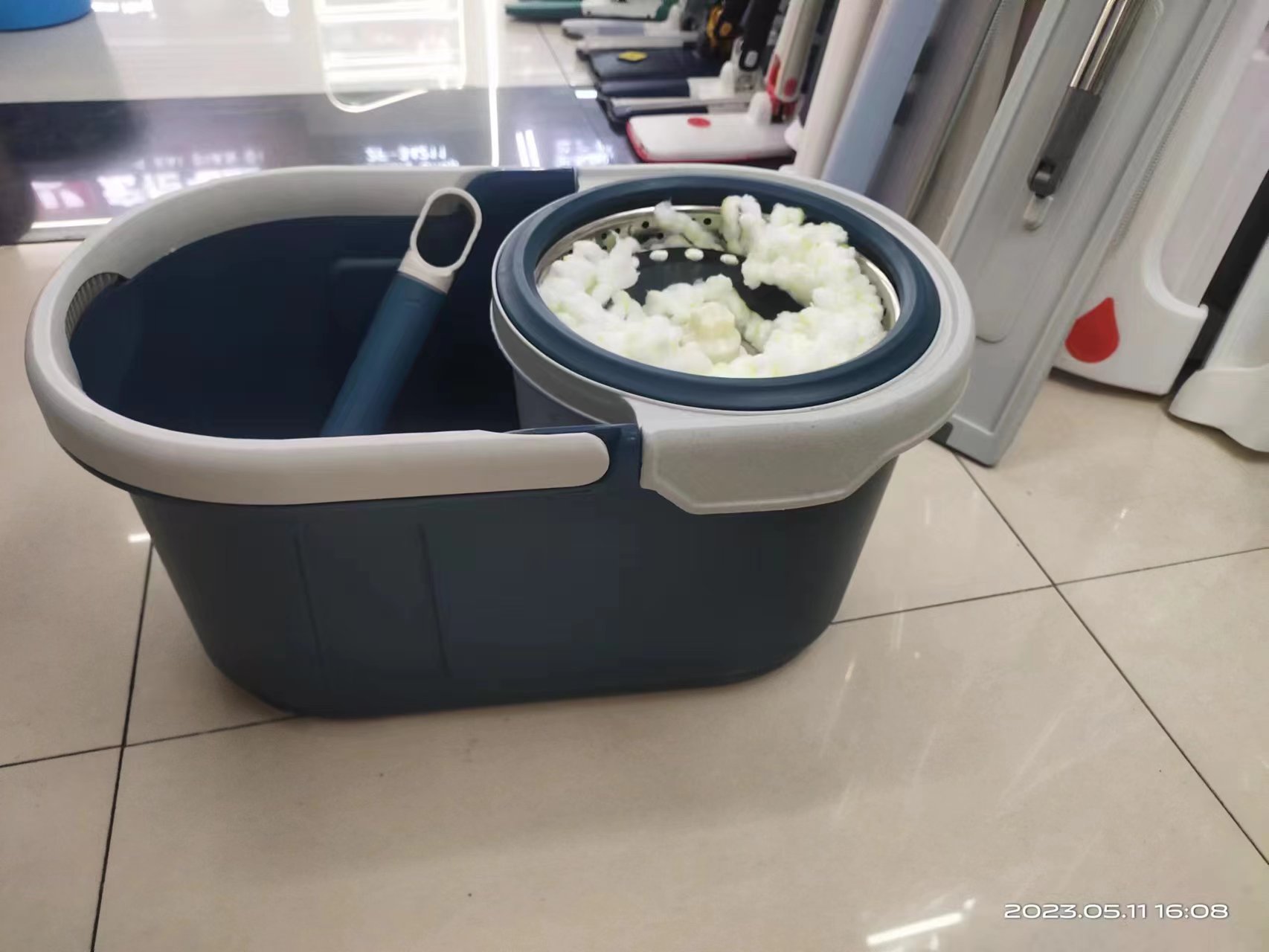 Manufacturer benefits new mops floating mop bucket double drive hand wash free hand pressure rotating mops 0723