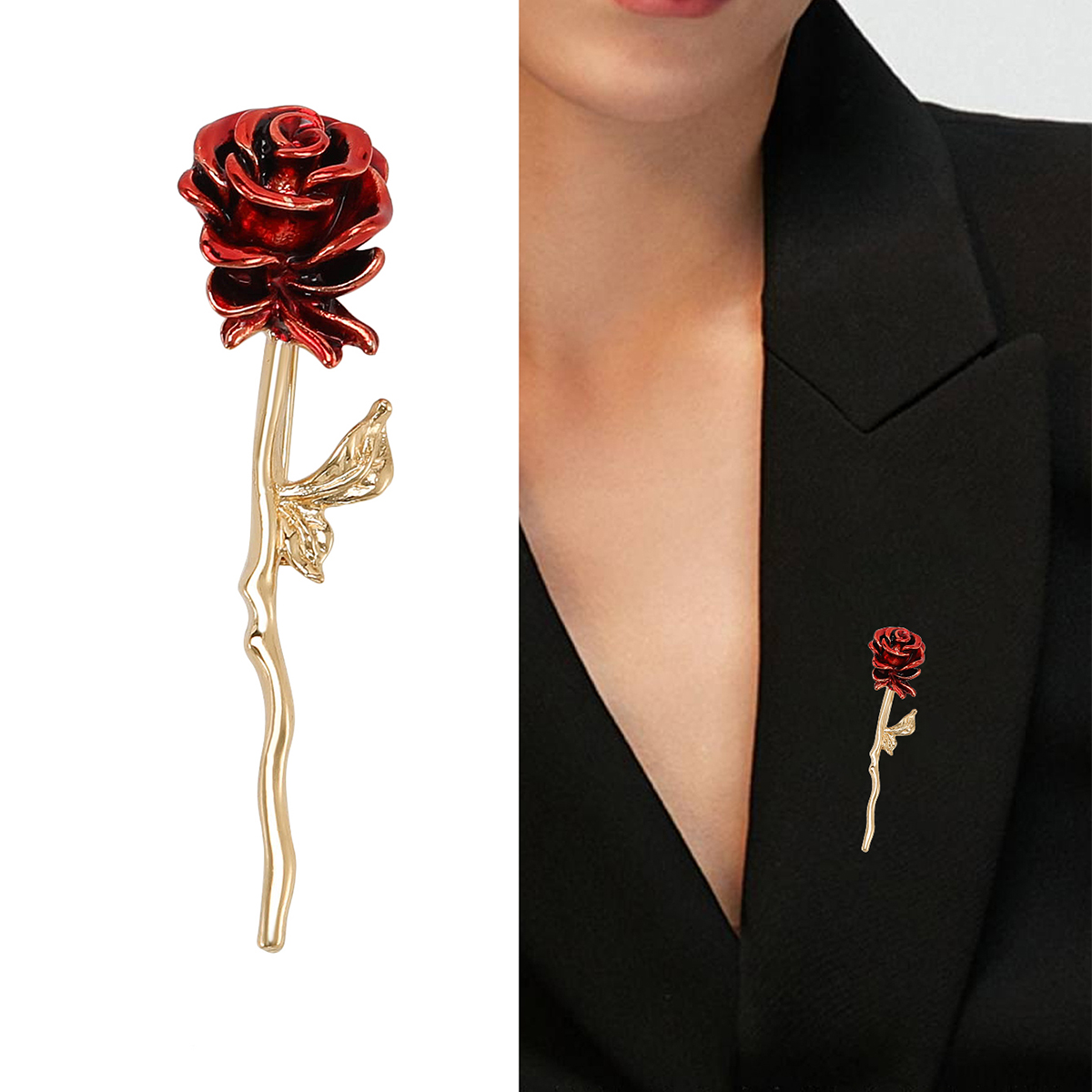 Manufacturers direct sales creative light luxury new hot diamond enamel enamel rose stainless steel brooch anti-leakage, brooch light luxury creative retro brooch simple fashion accessory pin