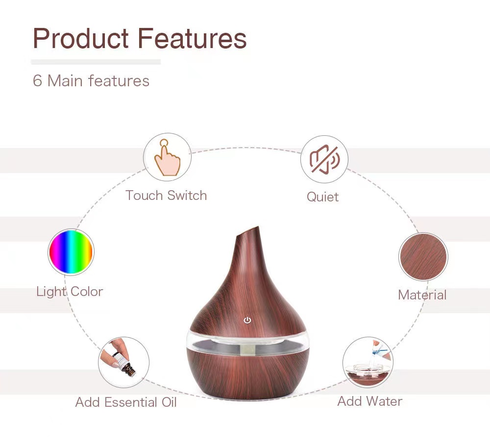 斜口木纹加湿器七彩夜灯香薰机雾化器USB家用加湿器补水仪桌面加湿器详情2