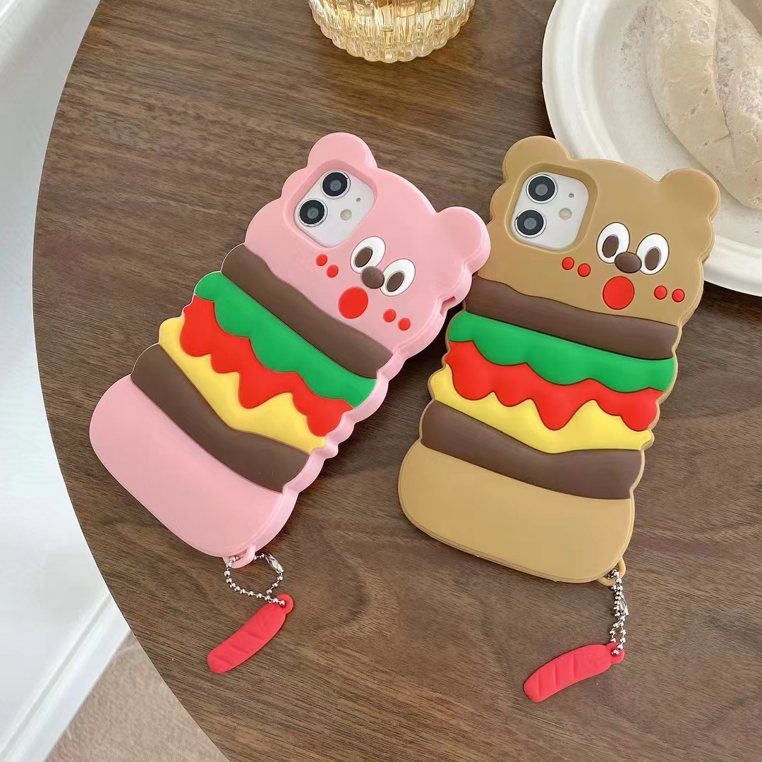 Burger bear cartoon silicona caso del teléfono