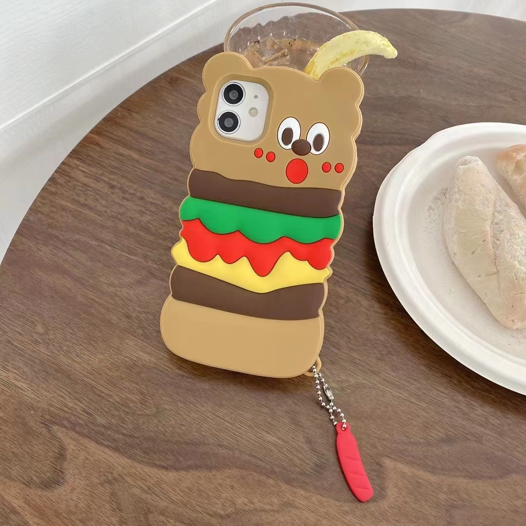 Burger bear cartoon silicona caso del teléfono Specification image