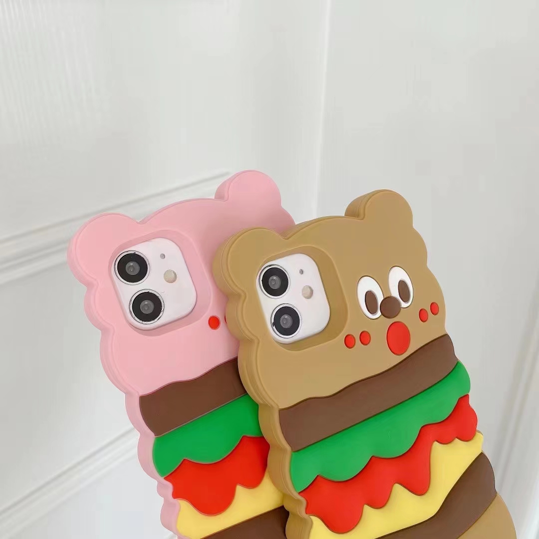 Burger bear cartoon silicona caso del teléfono Application Scenario