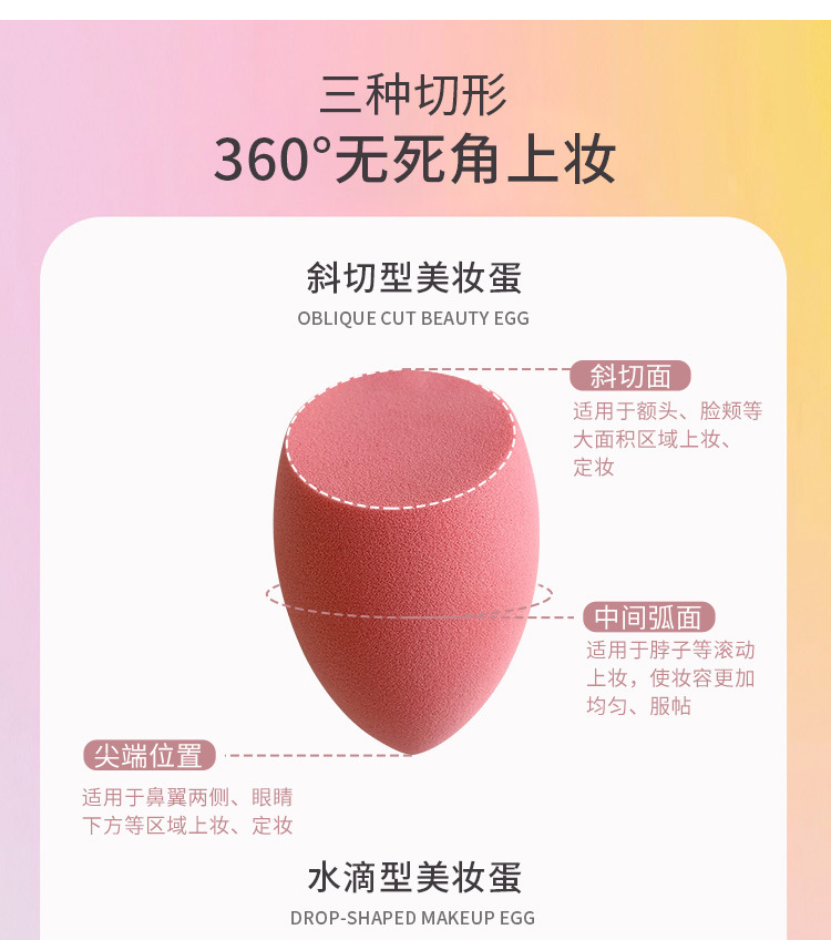 美妆蛋水滴形海绵粉扑不吃粉气垫彩妆蛋干湿两用化妆工具详情5